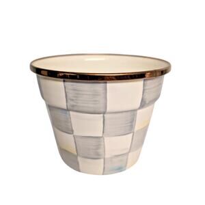 MacKenzie Childs Sterling Check Enamel Garden Pot Small 4.5" Tall, Retired